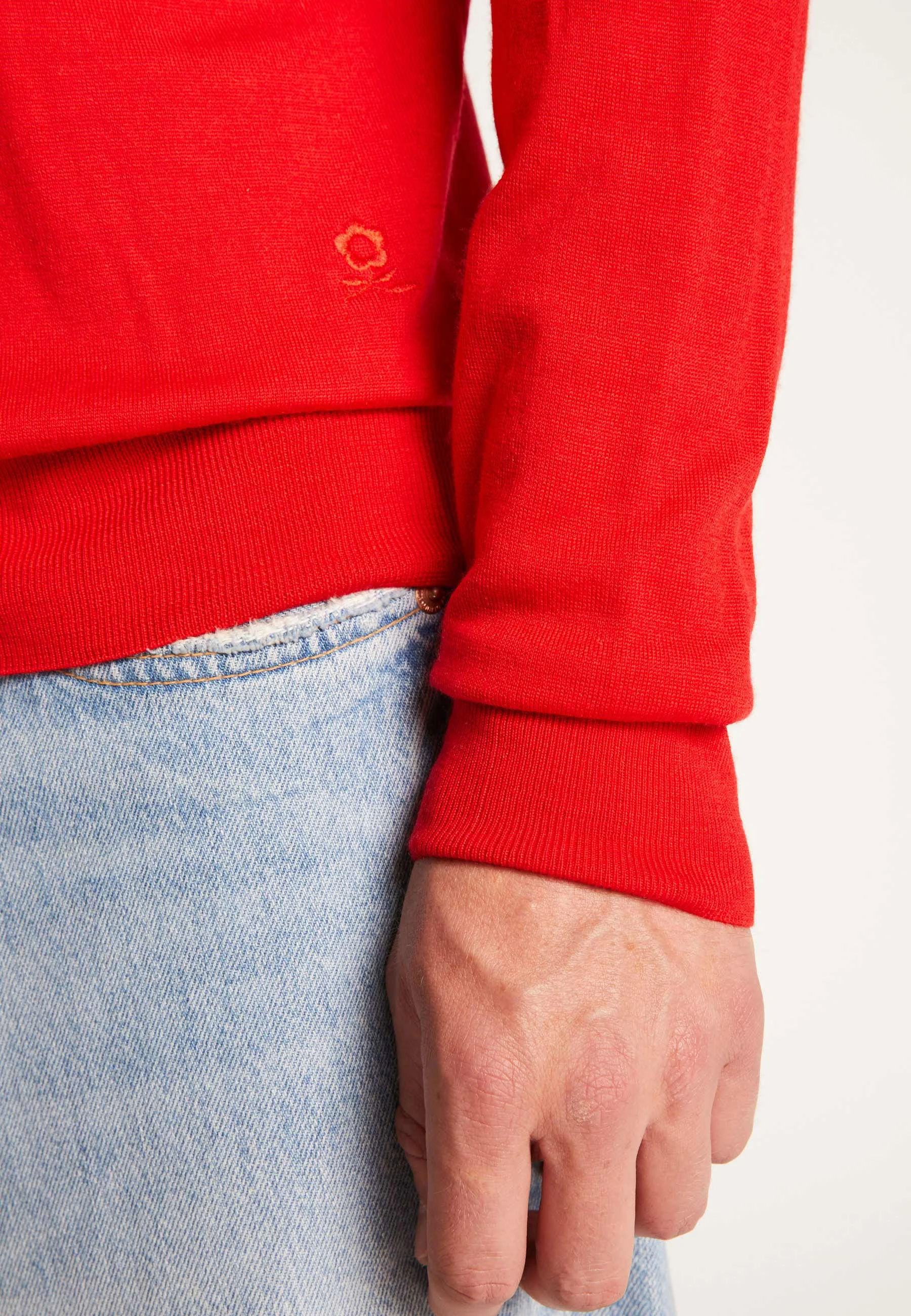 ENIAH24 - Pull col polo en laine mérinos | Rouge