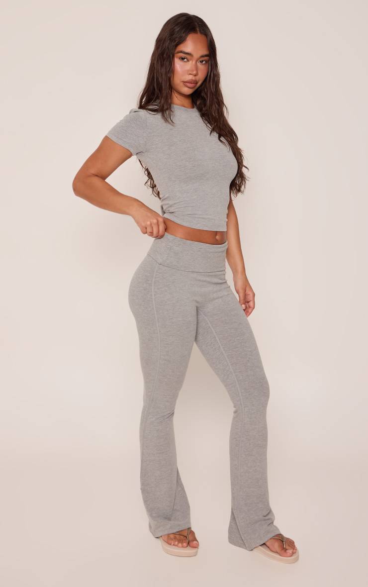 Gris Chiné Pantalon De Yoga En Coton Doux Chiné