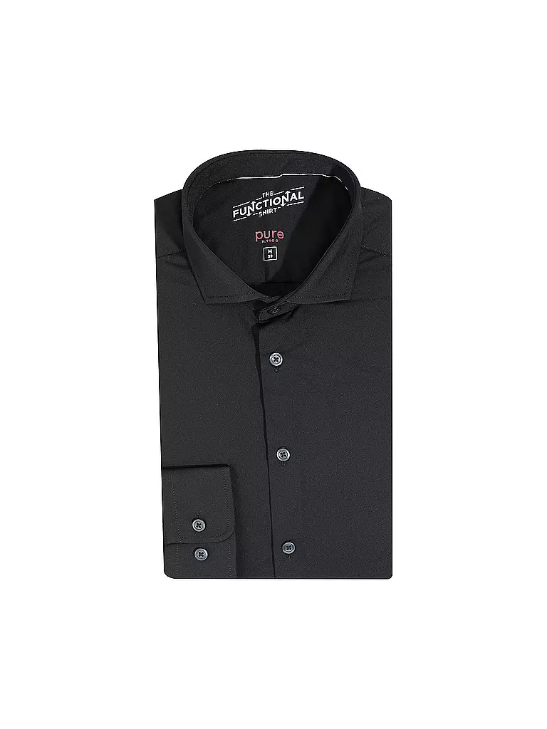 PURE Jerseyhemd Slim Fit  schwarz