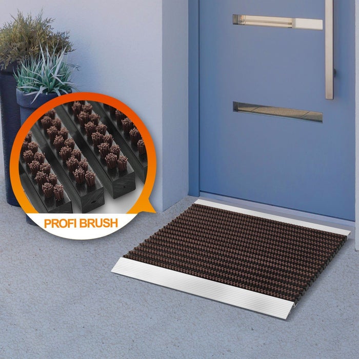 Deurmat - Profi Brush - Vuilvangmat met aluminium frame / Bruin 60 x 90 cm
