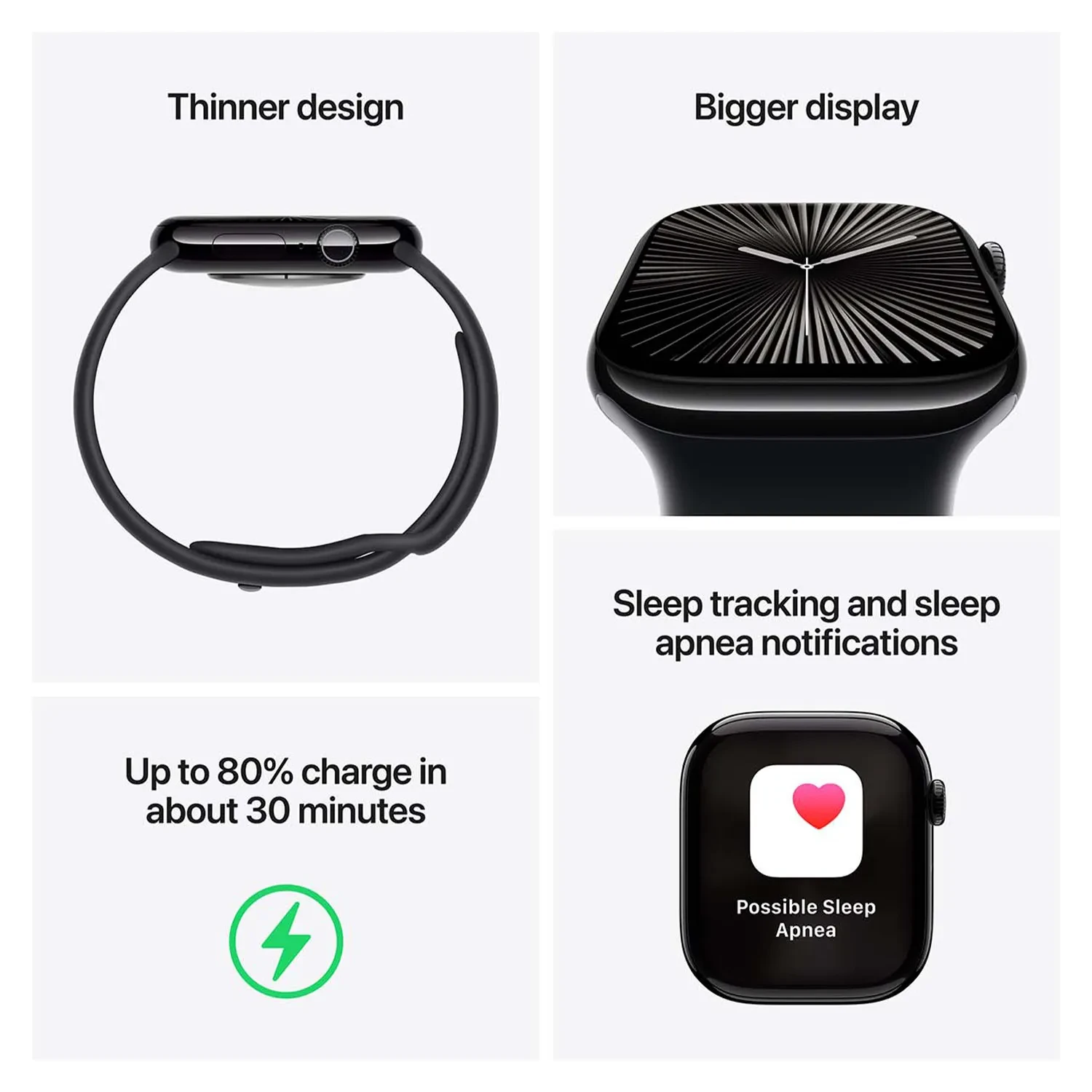Apple Watch Series 10 GPS 42mm Jet Black Aluminium Sport Band S/M MWWE3