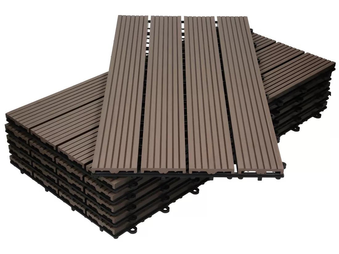 Pack de 4 panneaux de sol en WPC 60x30 brun foncé