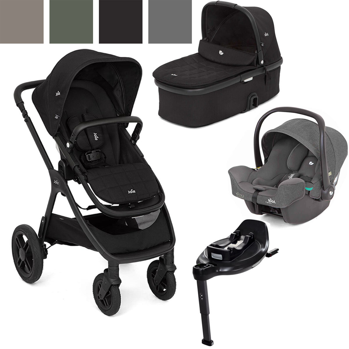 Joie Joie Kombikinderwagen Honour inkl. Babyschale i-Snug 2 i-Size Shell Gray und Joie Select Befestigungsstation i-Base Encore