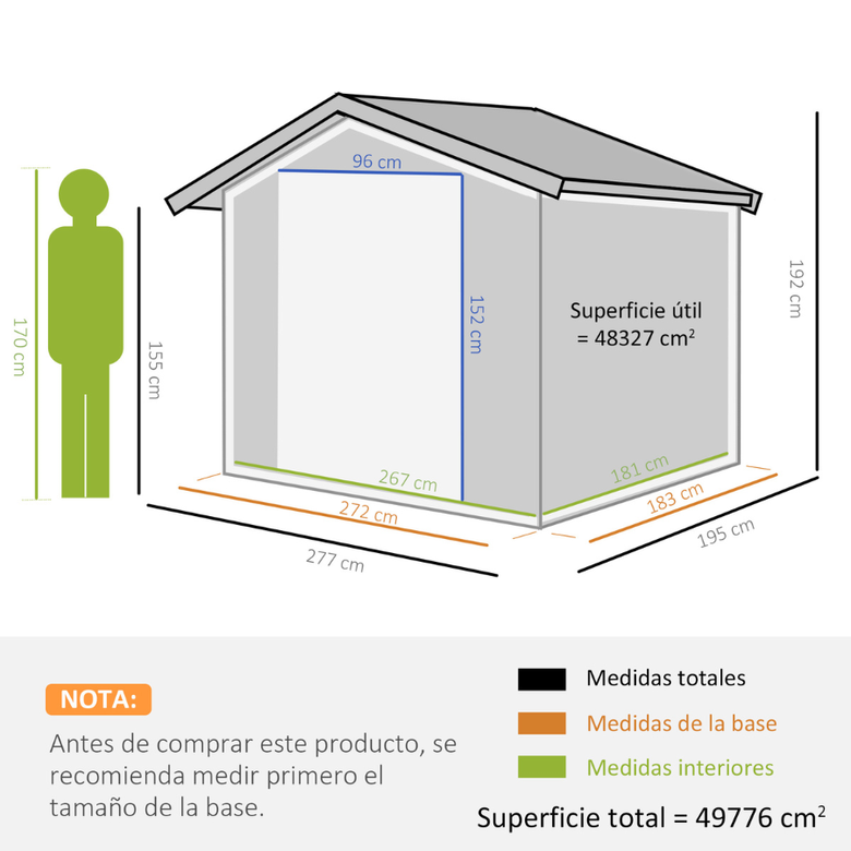 Casinha de jardim metálica Outsunny, cinza