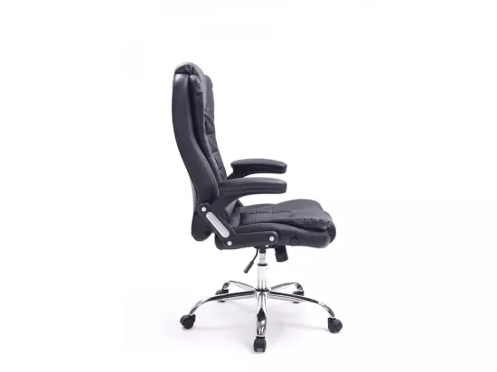 Chaise de bureau - Similicuir & Métal chromé - Noir - Thor