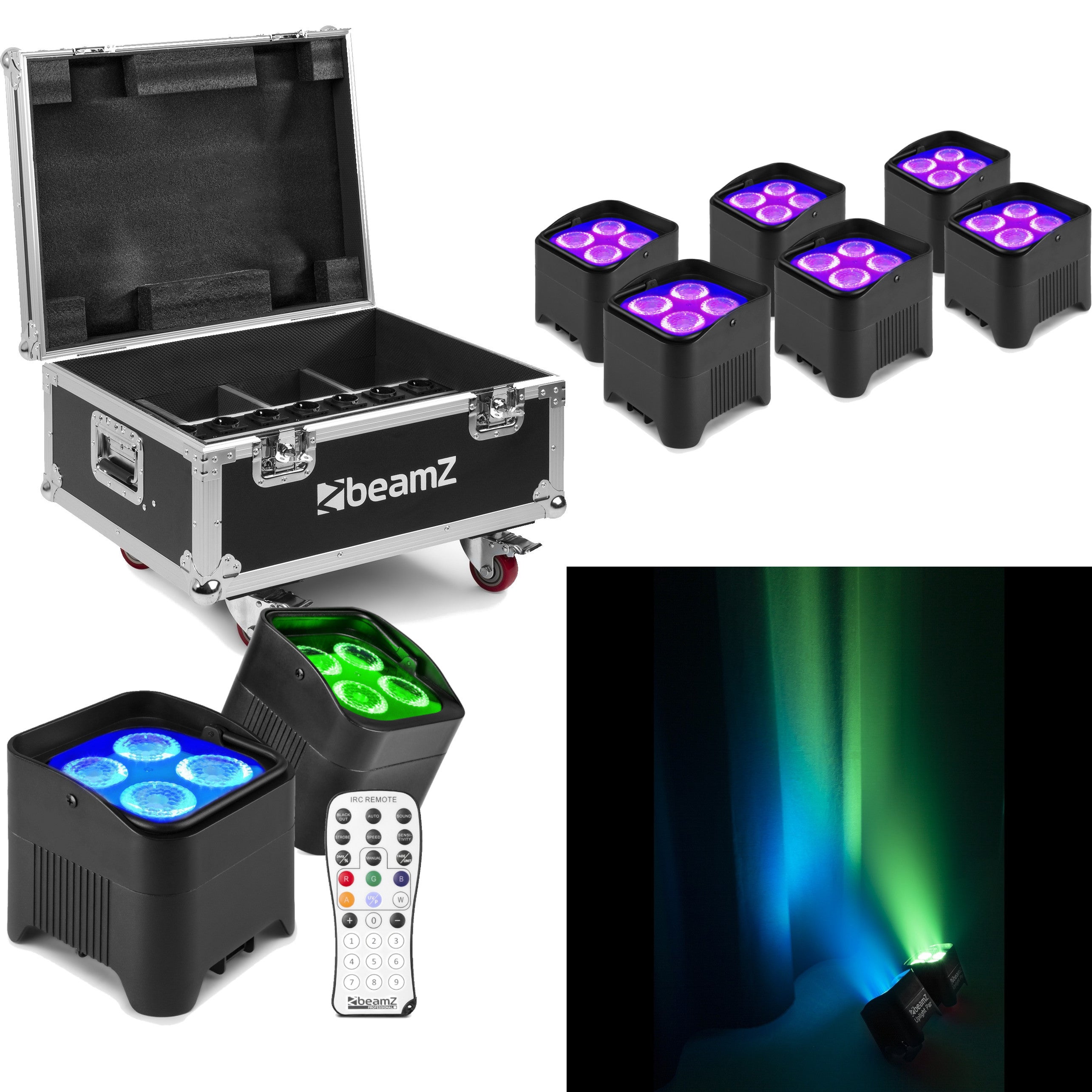 BeamZ BBP94 Battery Uplight set incl. FCC9 flightcase
