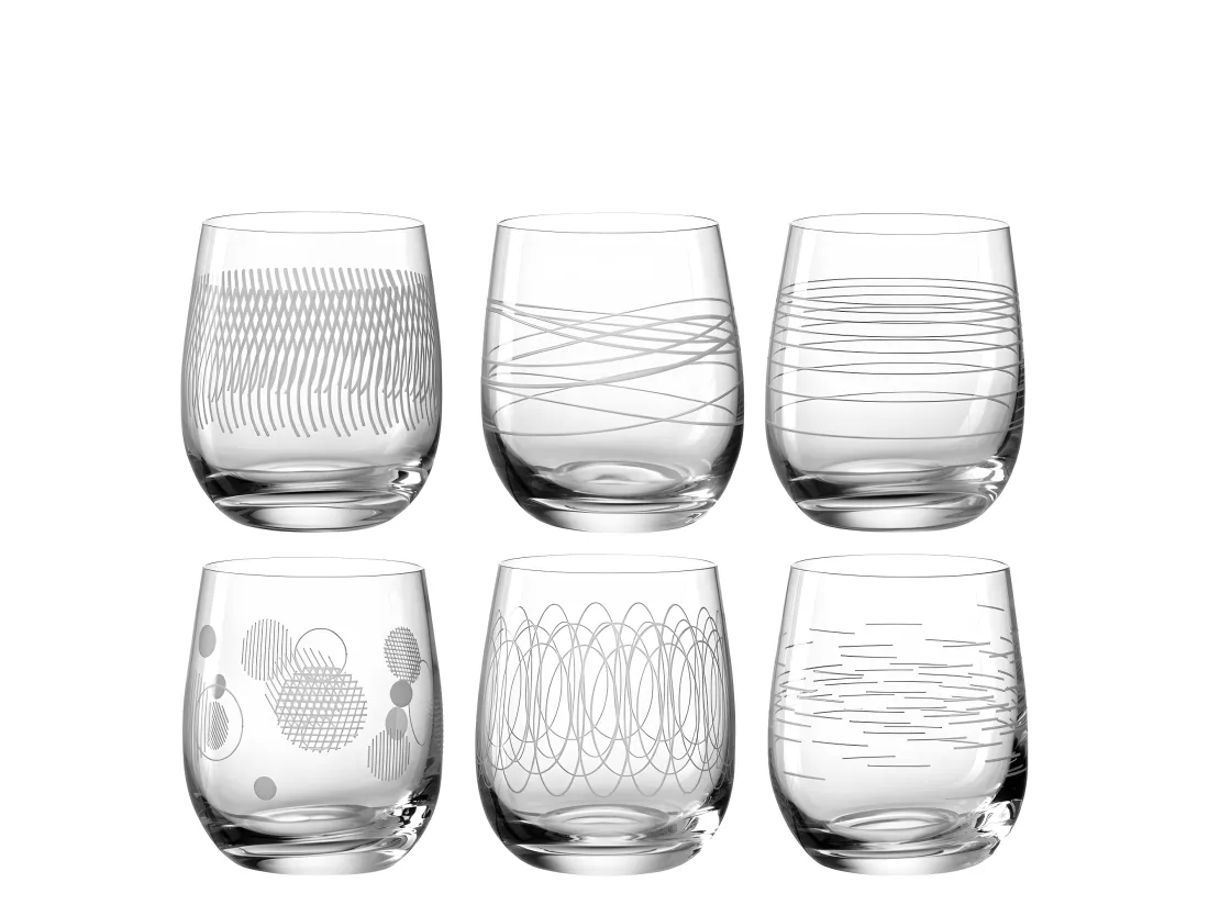 Lot de 6 verres à eau gravés 360ml Transparent Leonardo