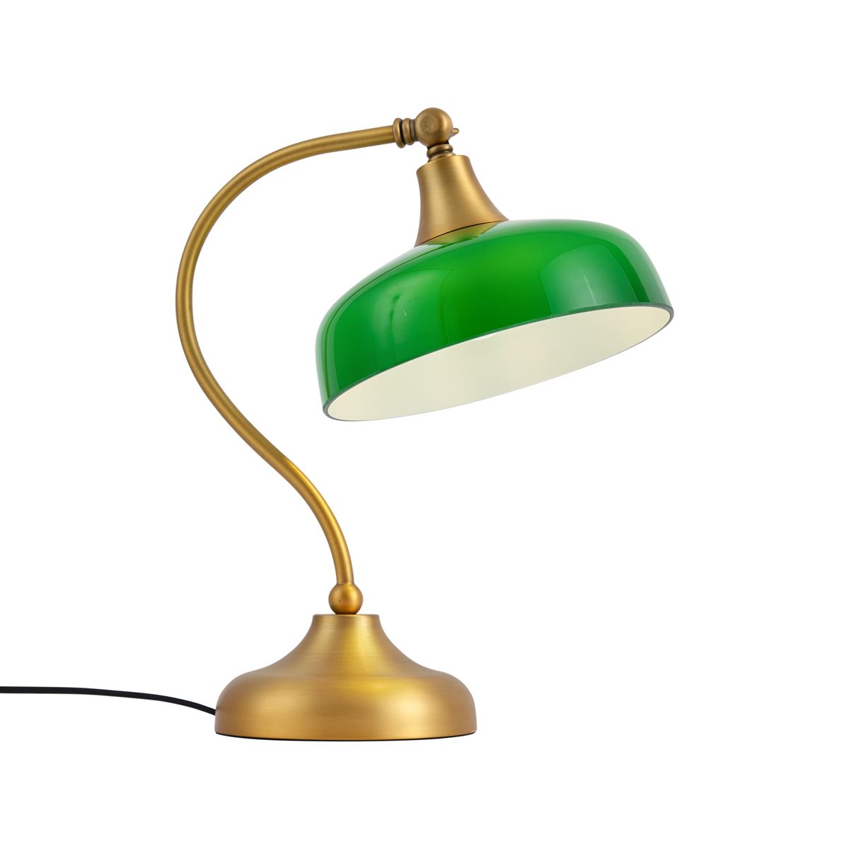 Klassieke tafellamp brons met groen opaal glas   - Clerk