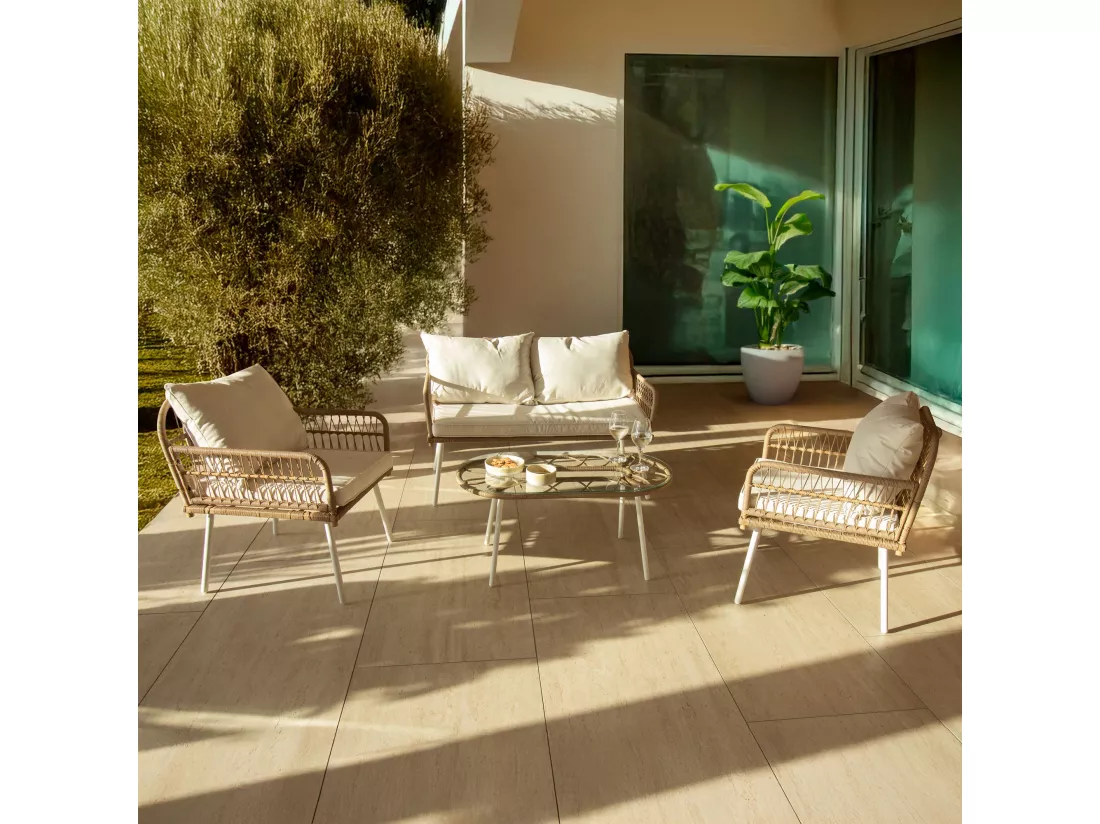Now's Home - Salon De Jardin En Rotin Synthetique Et Structure Aluminium