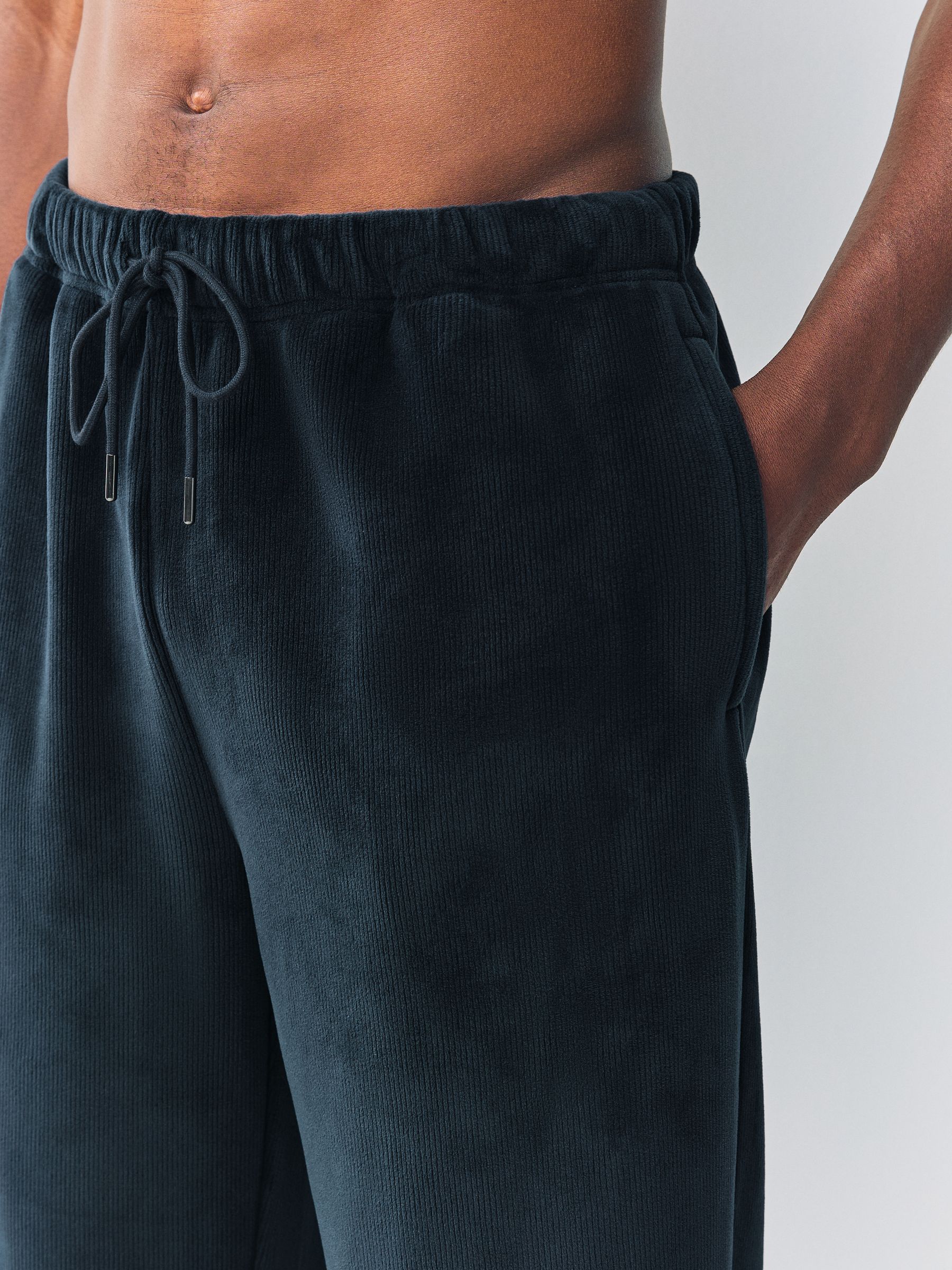 Donkerblauw - Jersey Textured Ribbed Joggers