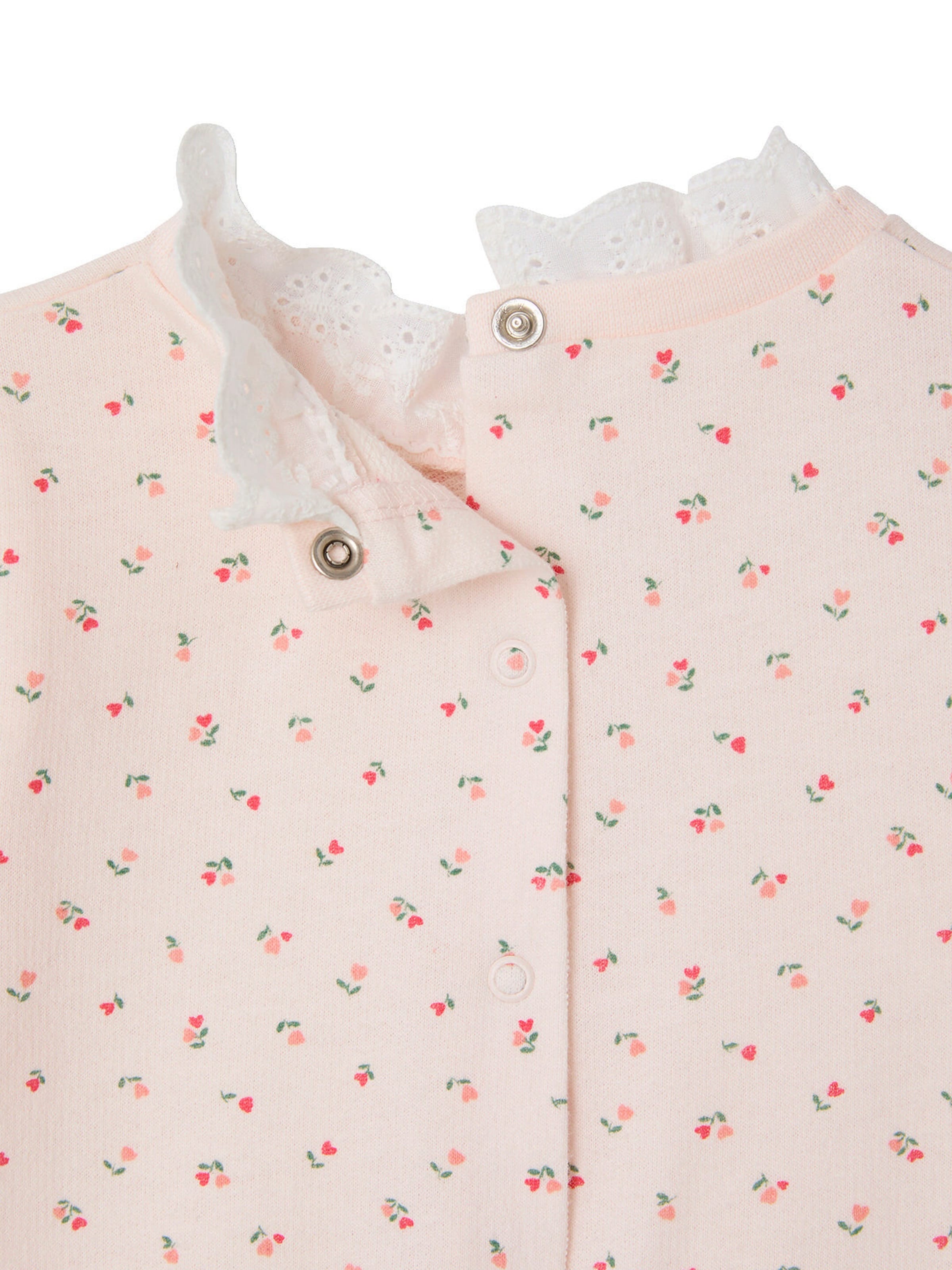 Vertbaudet Baby Sweatshirt mit Blumen und besticktem Kragen hellrosa