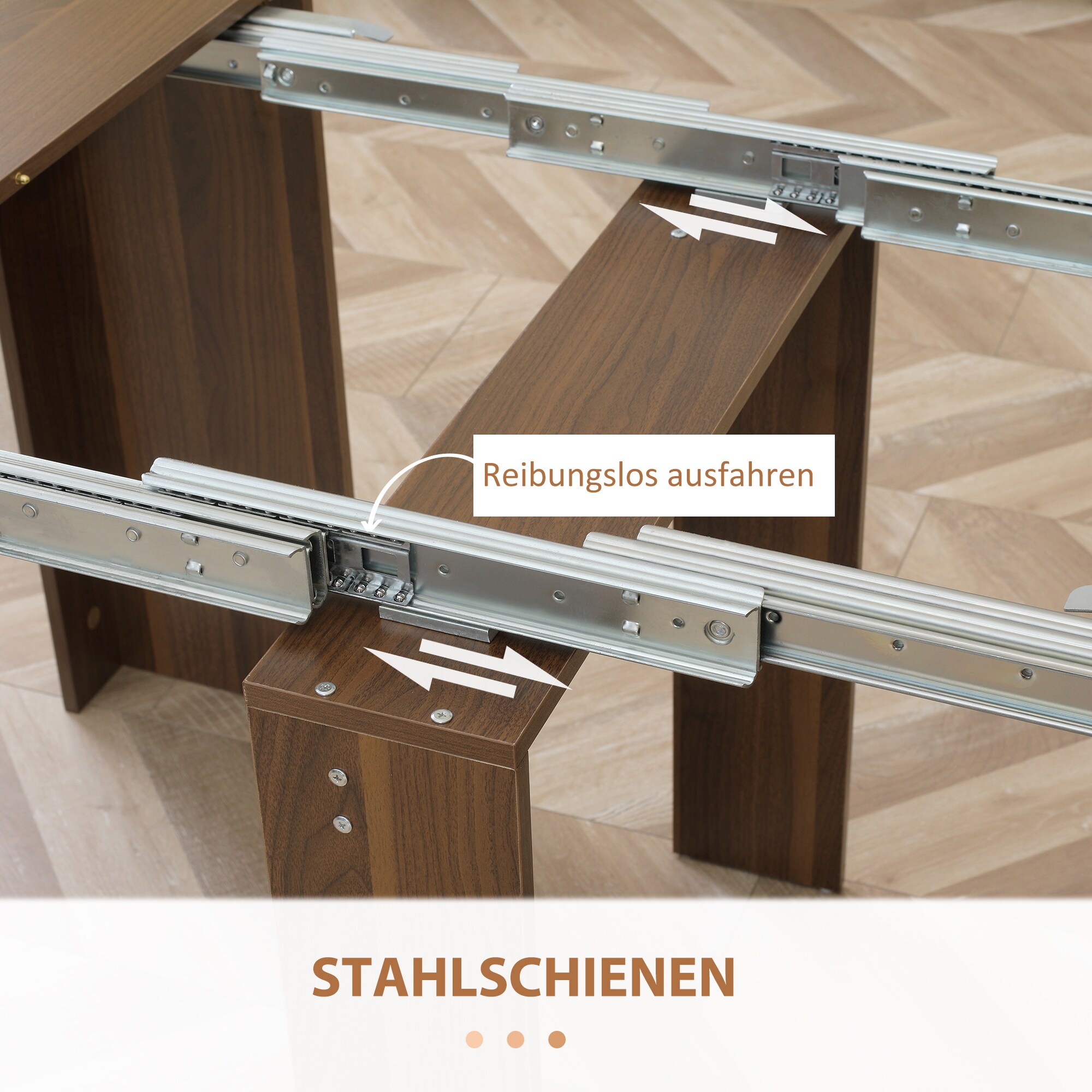 HOMCOM Klapptisch mit aufklappbarer Tischplatte braun 180L x 85B x 75H cm