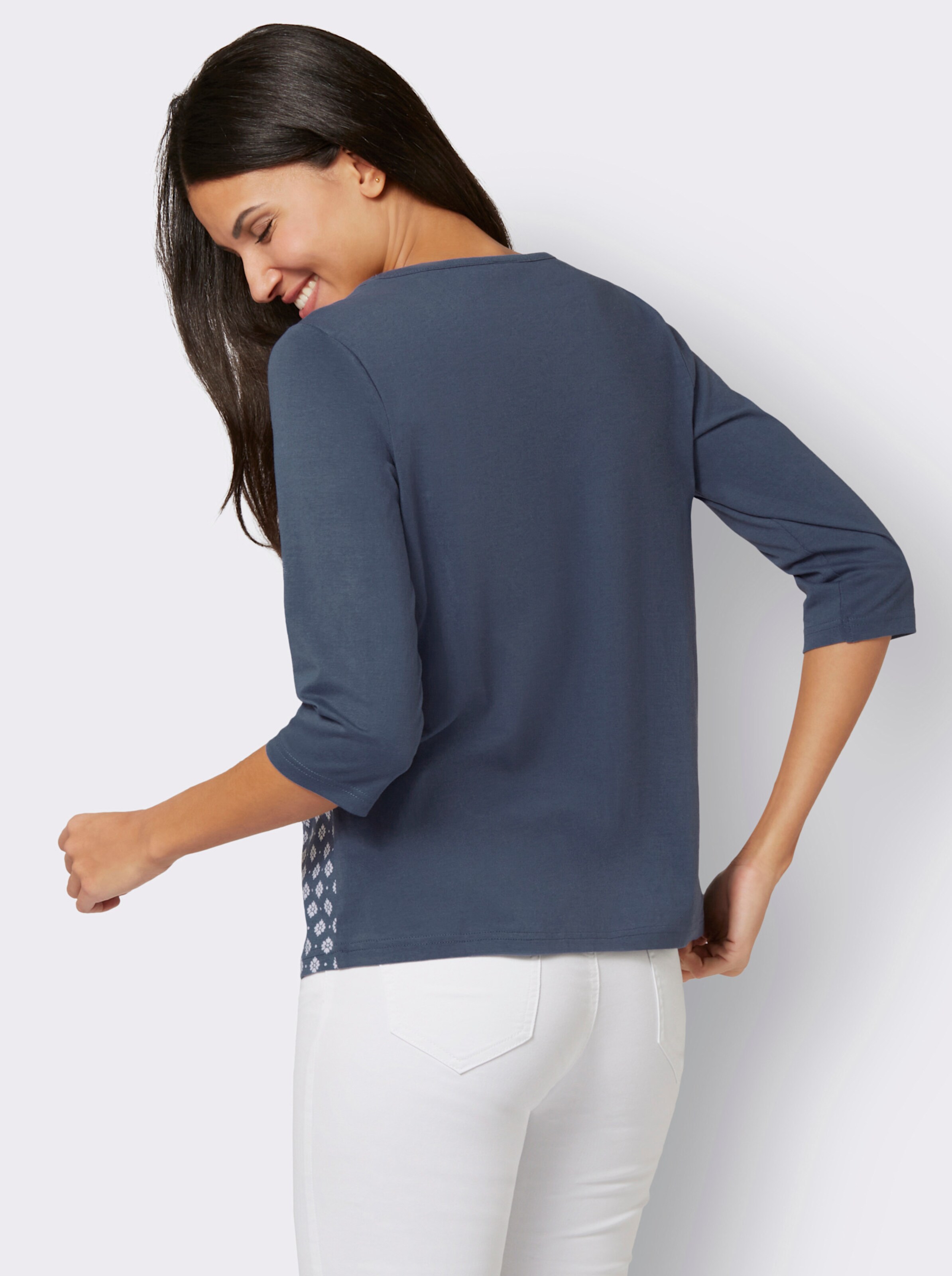 34-Arm-Shirt mit Minimalmuster