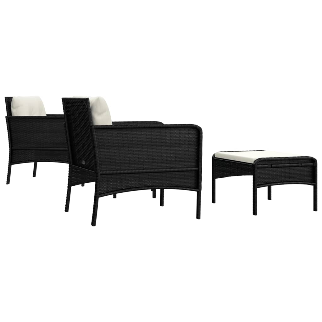 Salon de jardin meuble d'extérieur ensemble de mobilier 5 pièces avec coussins noir résine tressée