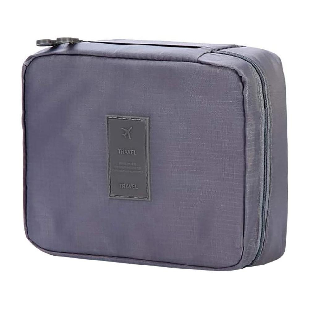 (21x17x8cm) Kosmetik Make Up Tasche Necessaire Organizer Bag mit abnehmbarem Innenfach - Grau