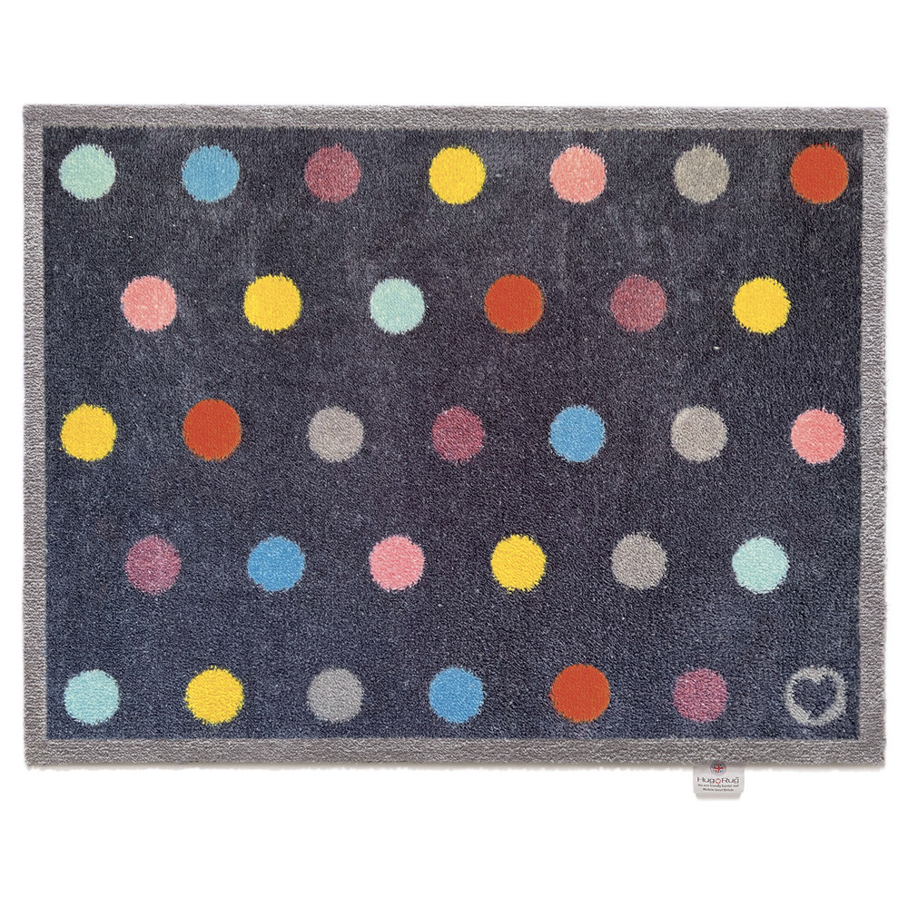 Tapis d'entrée en matière recyclée 65 x 85 cm pois colorés