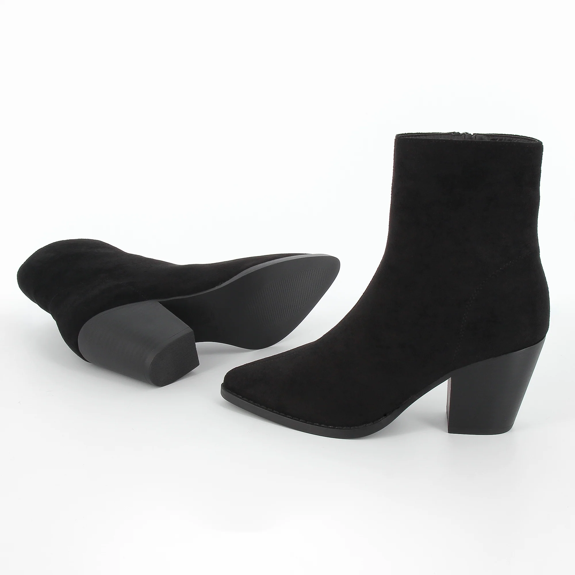 Bottines-Bottines Constance à talon en suédine noire