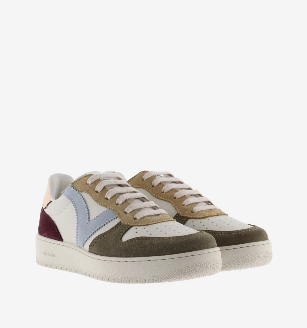 MADRID CUIR FENDU MULTICOLORE Baskets pour femmes en cuir fendu multicolore KAKI