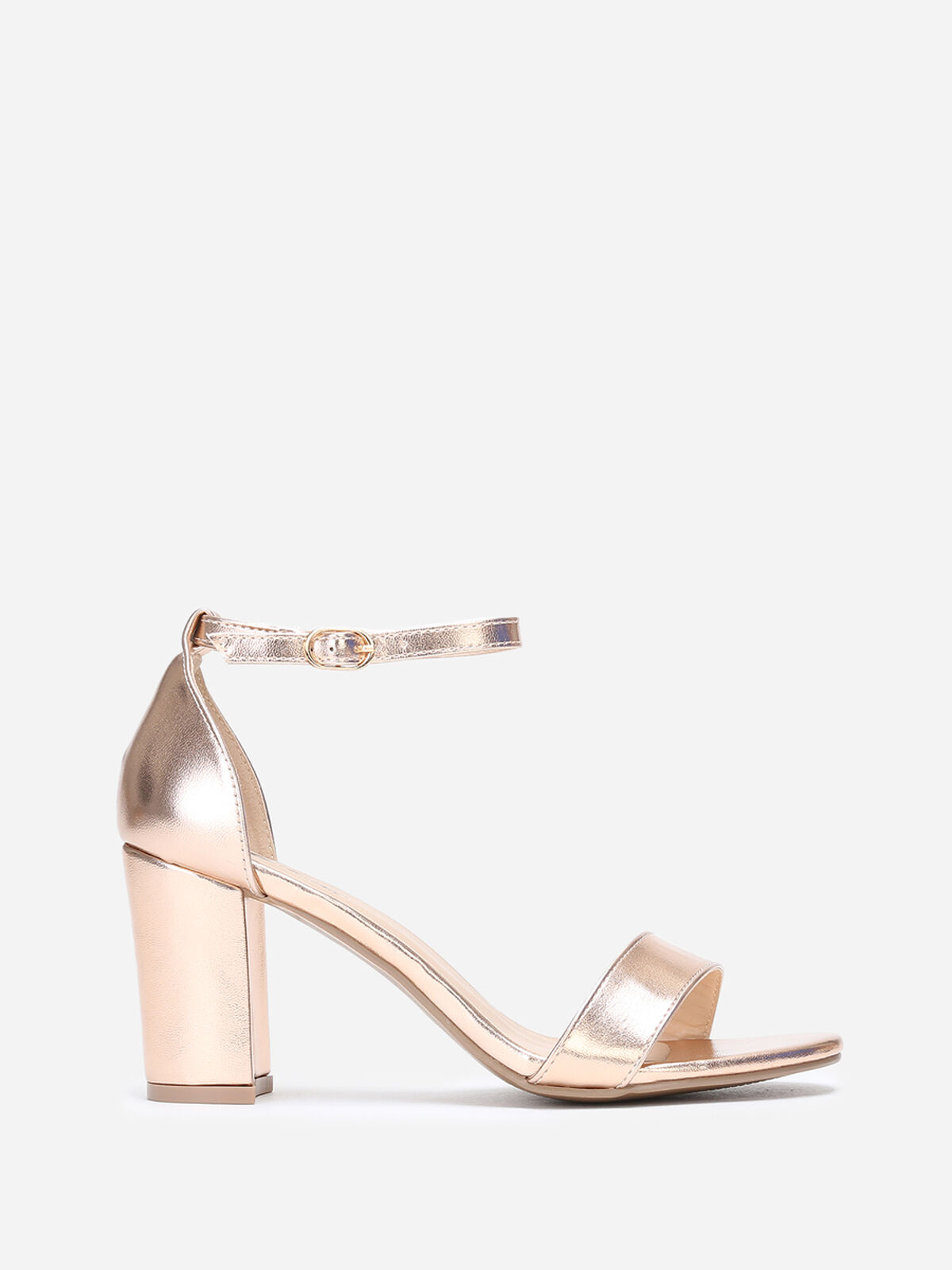 Sandales à talon et bout arrondi- Doré rose