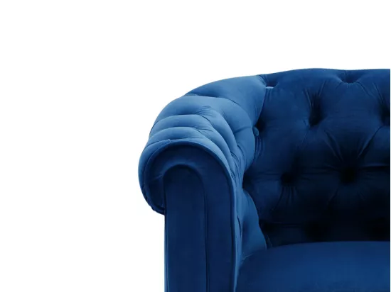 Canapé 3 places et fauteuil CHESTERFIELD - Velours bleu roi