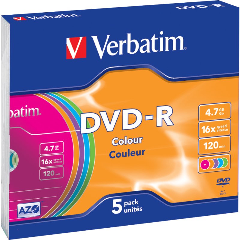Verbatim DVD-R Colour 4,7 Go 5 pièce(s)