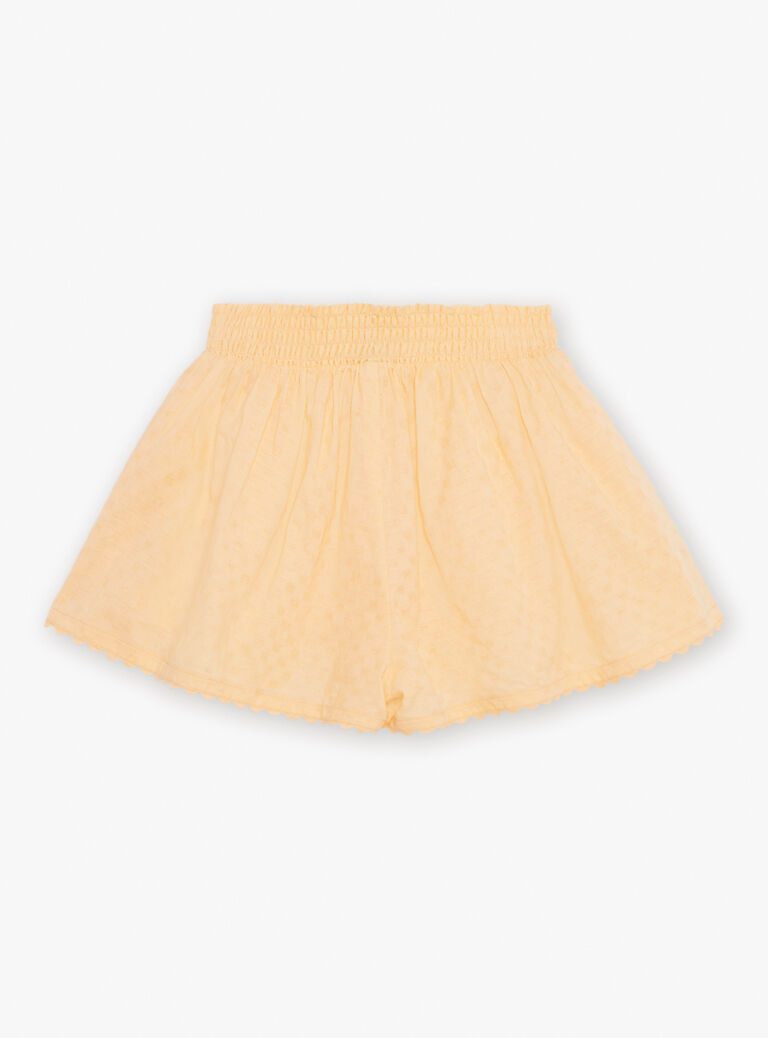 Short orange clémentine à broderies fleuries