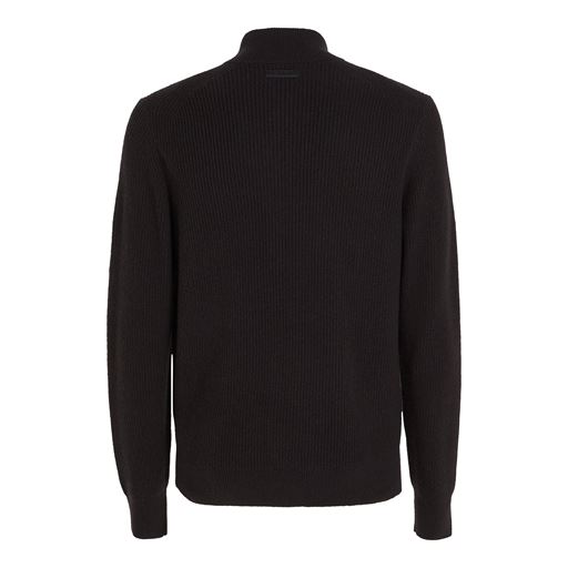 Calvin Klein Merino Rib Zip Striktrøje, Black, M