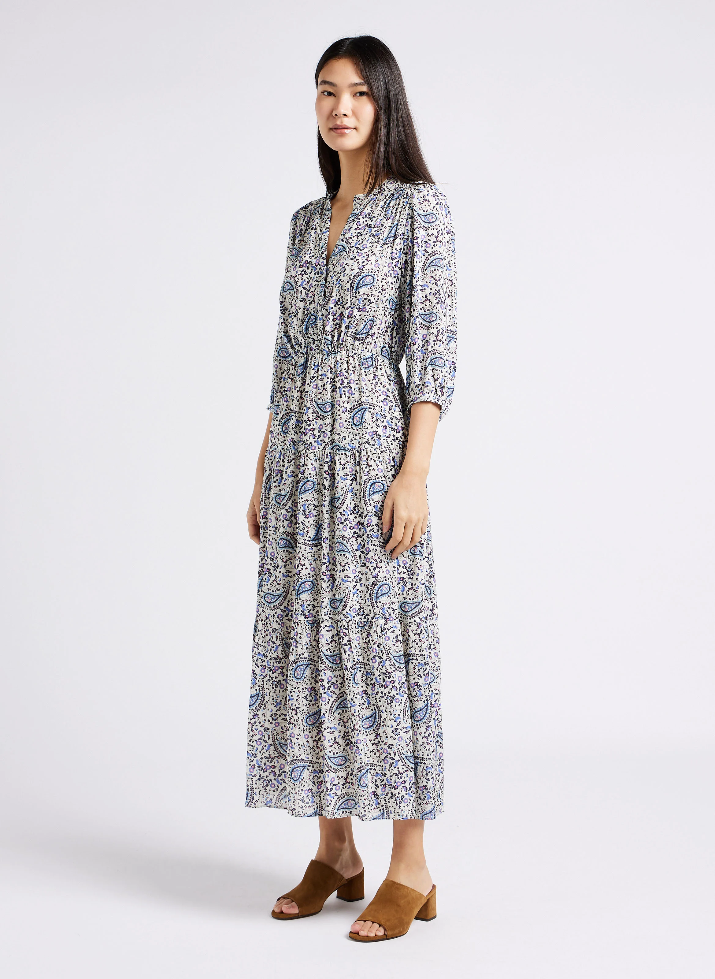 HORIZON 55 - Mules talons mi-hauts en cuir velours | Marron