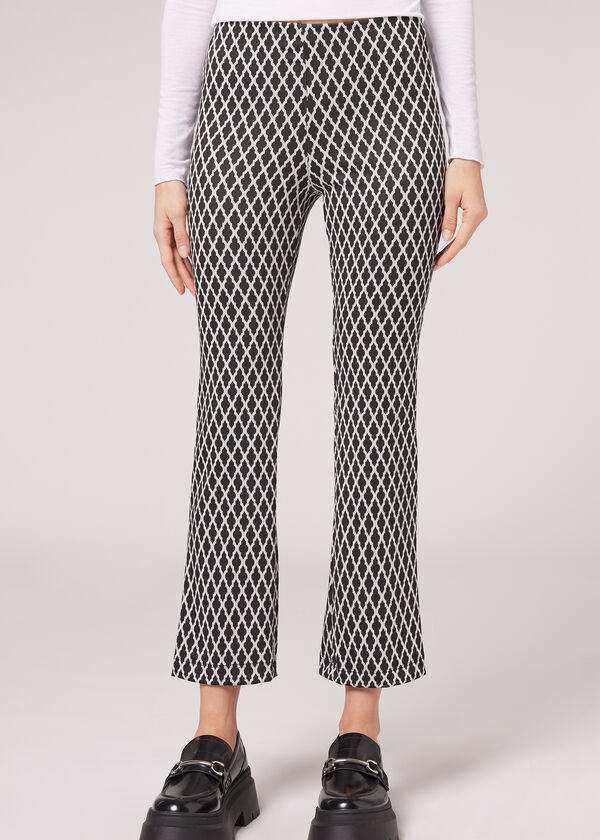 Leggings cropped flare com glitter