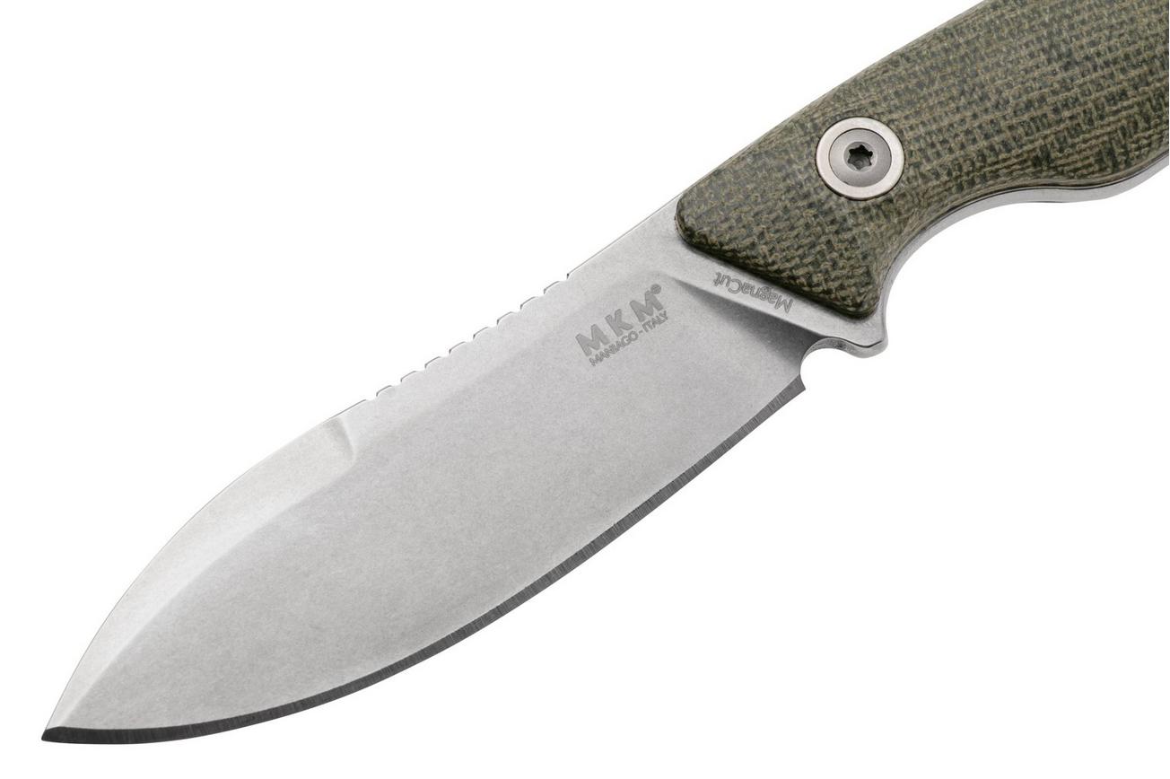 MKM Pocket Tango 1 Nessmuk PT1-GC Green Canvas Micarta vaststaand mes, David C. Andersen design