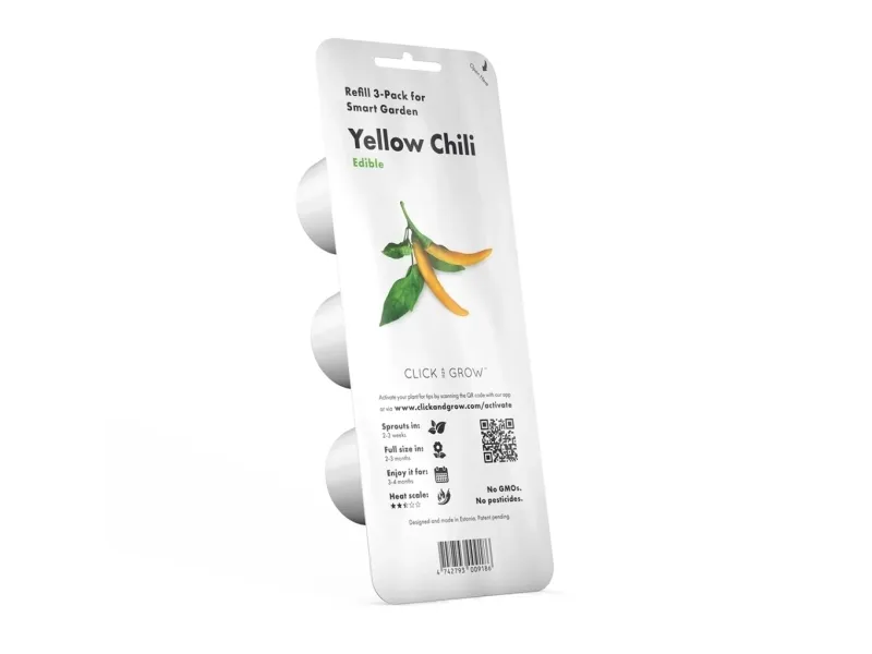 Click & Grow SGR60x3, Spiselig plante, Chili peber, Genopfyldning, Hurtig producent (3-5 uger), 14 - 21 dage, 3 måned(er)