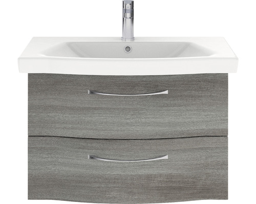 Badkamermeubelset serie 6005 Sprint BxD 82 x 42,7 cm, frontkleur grafiet, 2-delige set met keramische wastafel