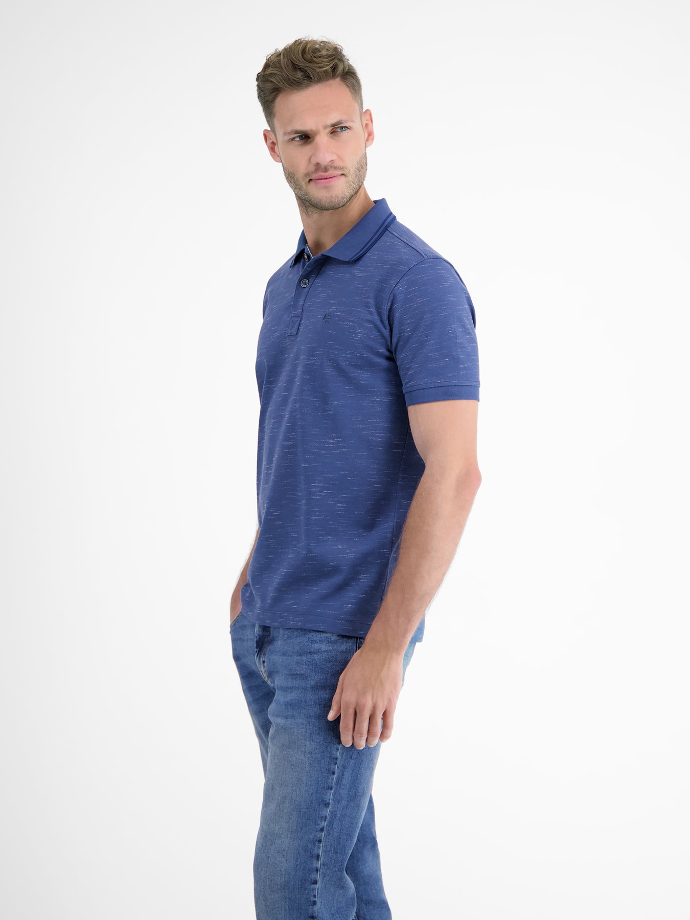 Poloshirt in Two-Tone-Piqué