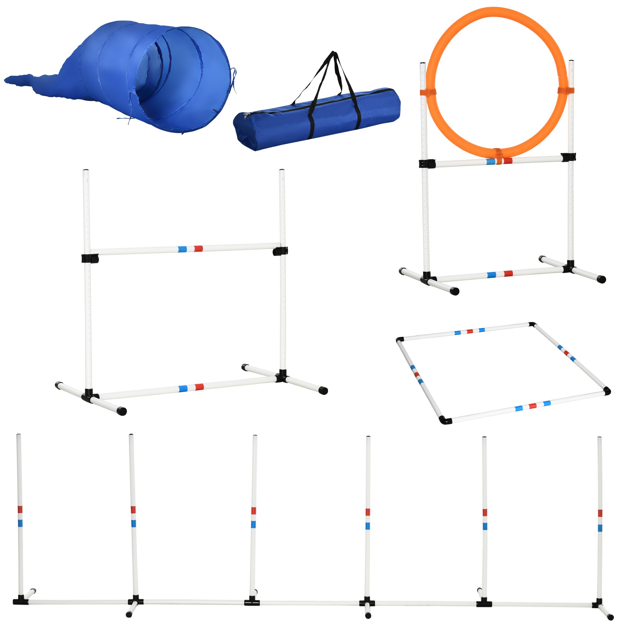 PawHut Haustier-Trainingsset inklusive Tasche weiß, blau, orange 328 x 300 x 94,5 cm (BxTxH)