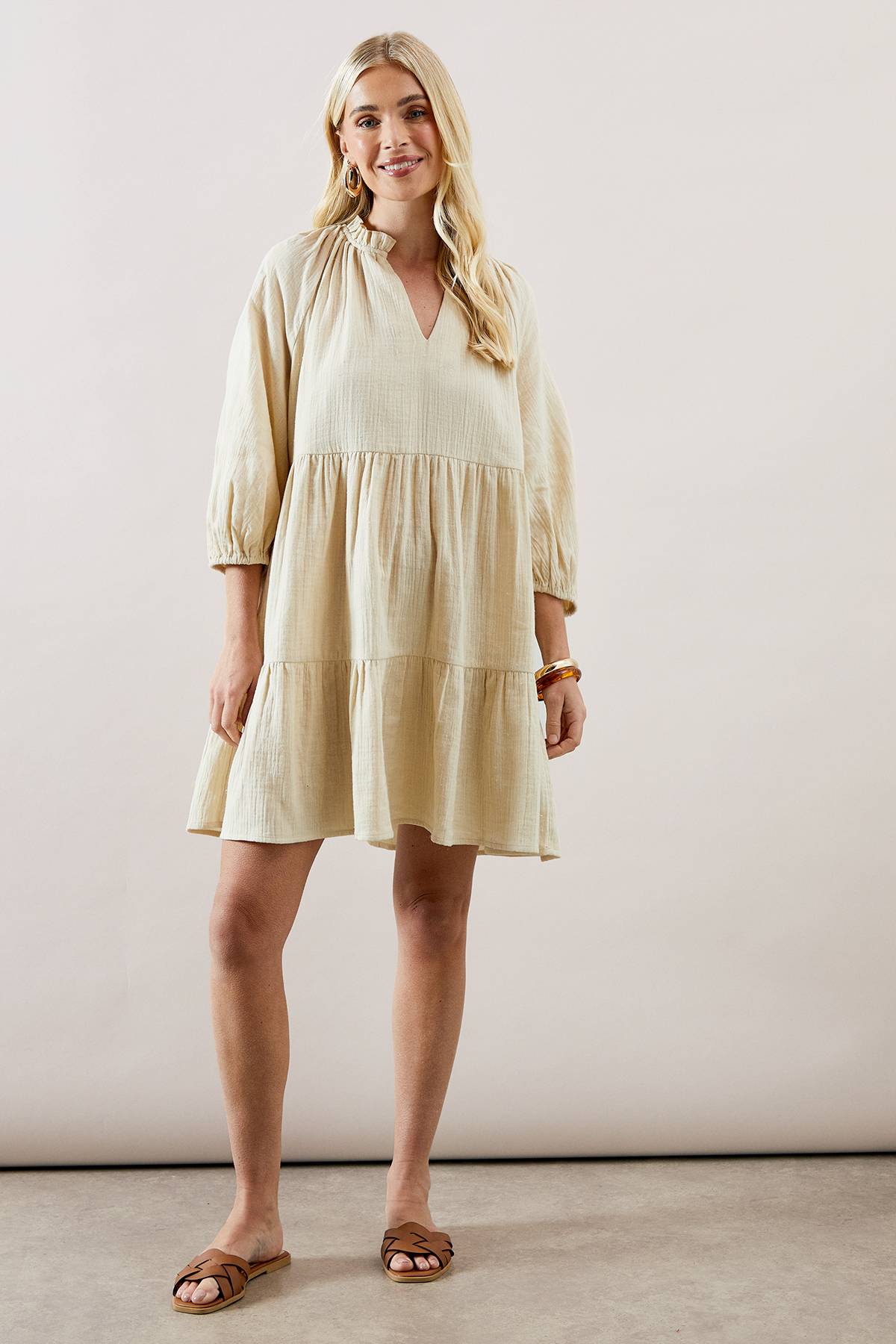 Wallis Robe Smock Étagée Texturée Petite