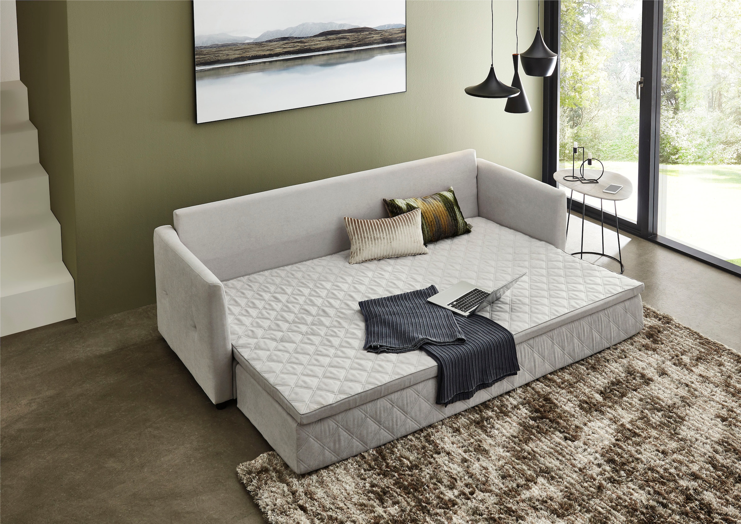 ATLANTIC home collection Schlafsofa »Ken« mit Bettfunktion, inklusive Topper mit abnehmbarem Bezug