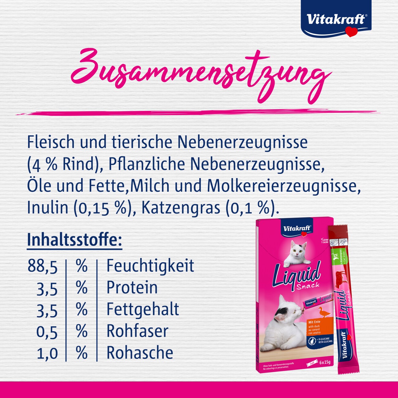 Vitakraft Cat Liquid-Snack Rind und Katzengras 66x15 g