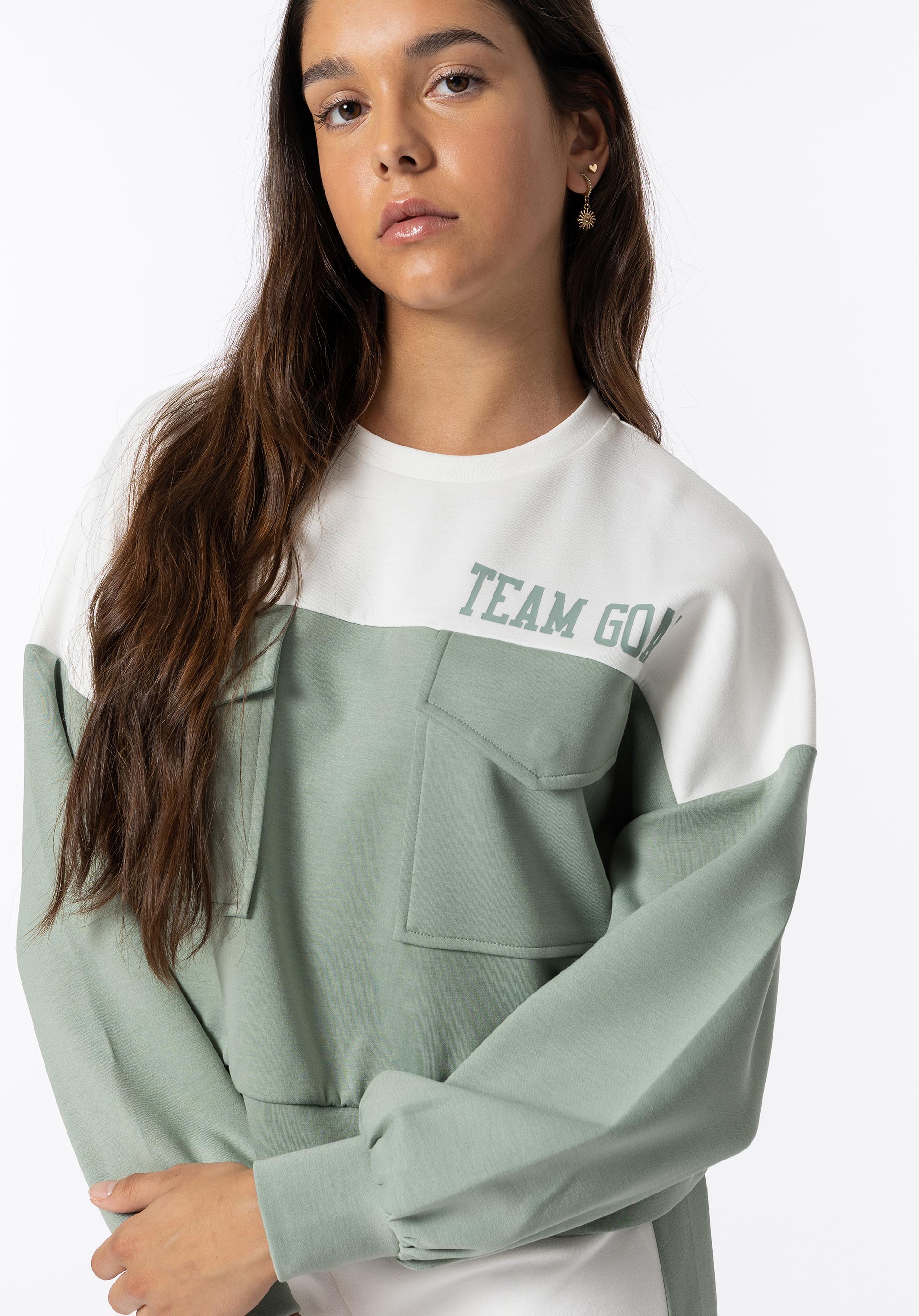 Sweatshirt Bicolor com Bolsos