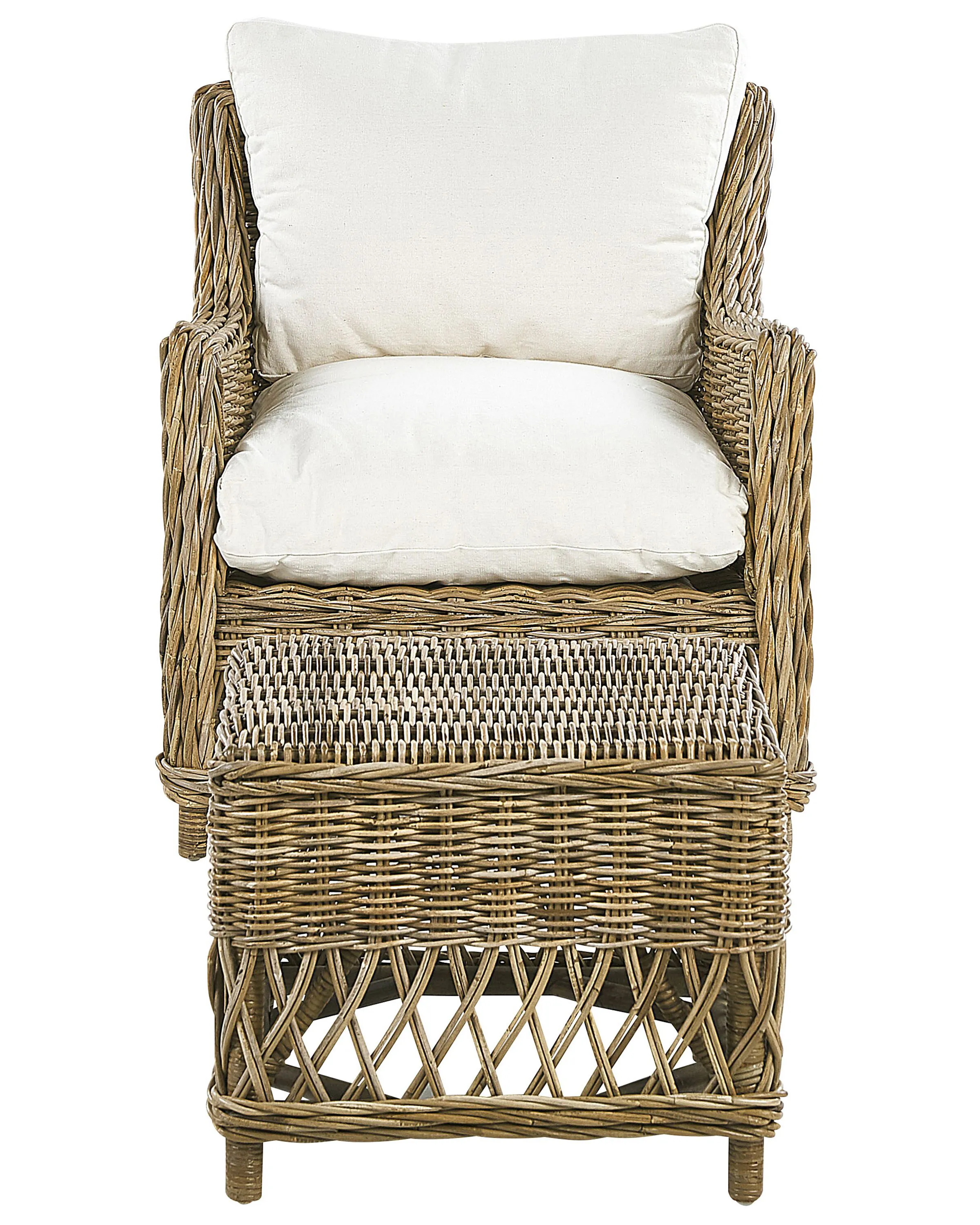 Set van 2 tuinstoelen met kussens RIBOLLA met voetenbank Rotan Natuurlijk