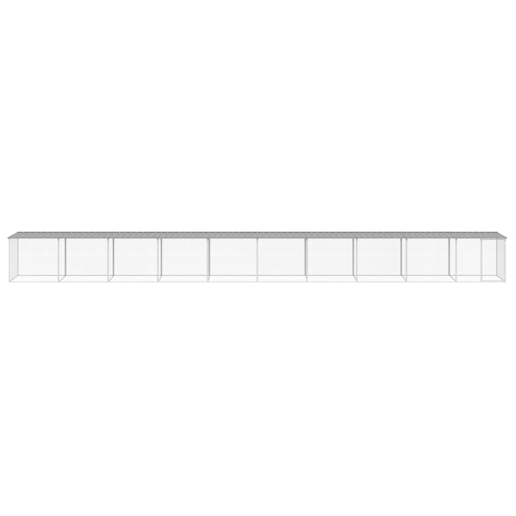 Galinheiro vidaXL com telhado, aço galvanizado, cinza claro, 1003x98x90 cm