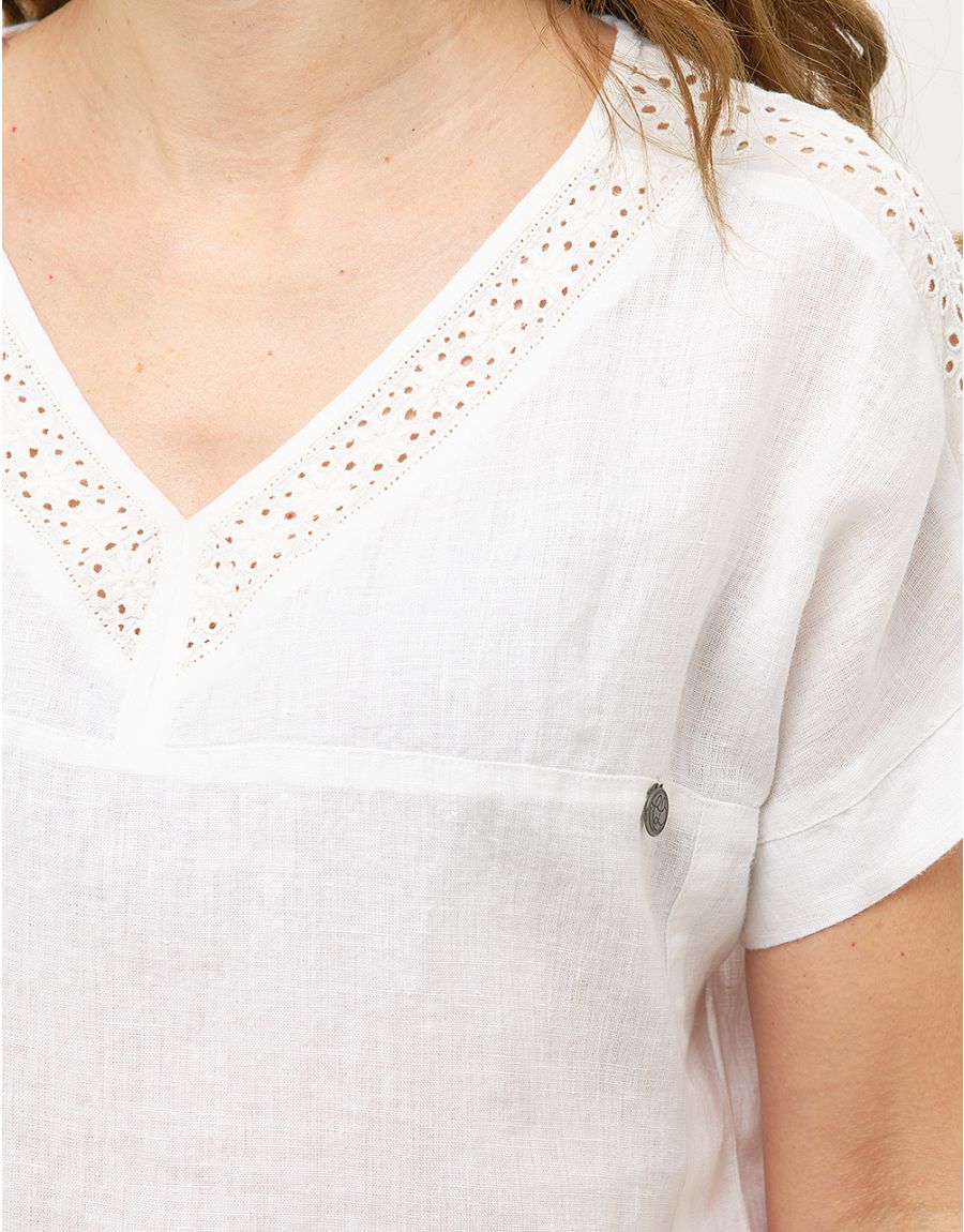 Blouse 100%lin blanc