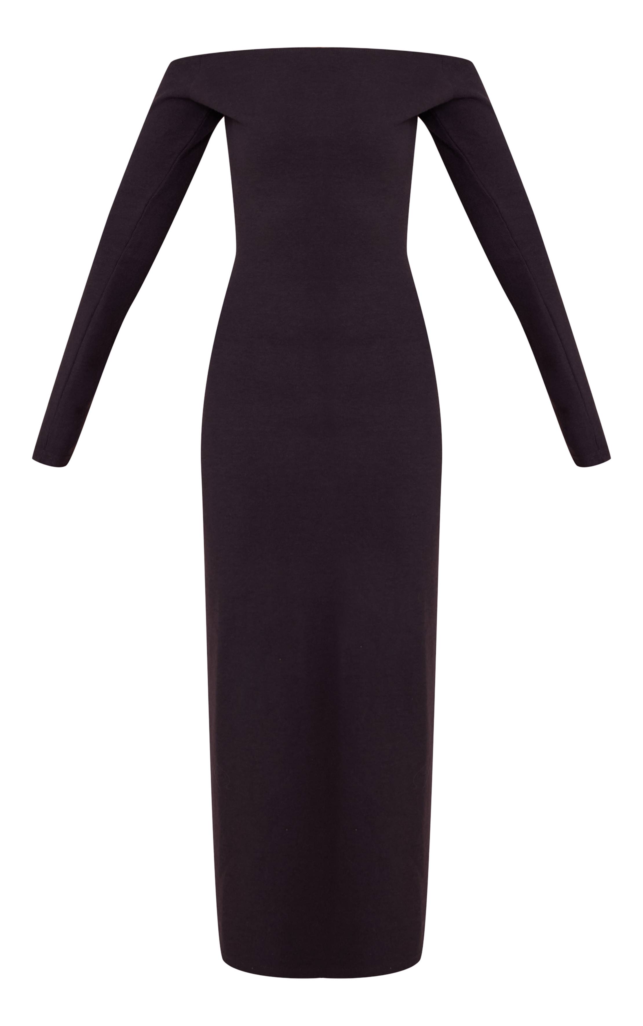 Charbon Robe Maxi À Manches Longues Bardot Ultra Douce
