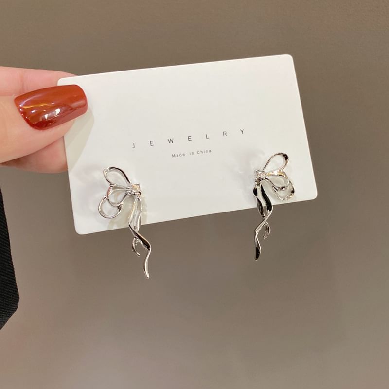 Ticoo - Strass lint strik oorbel