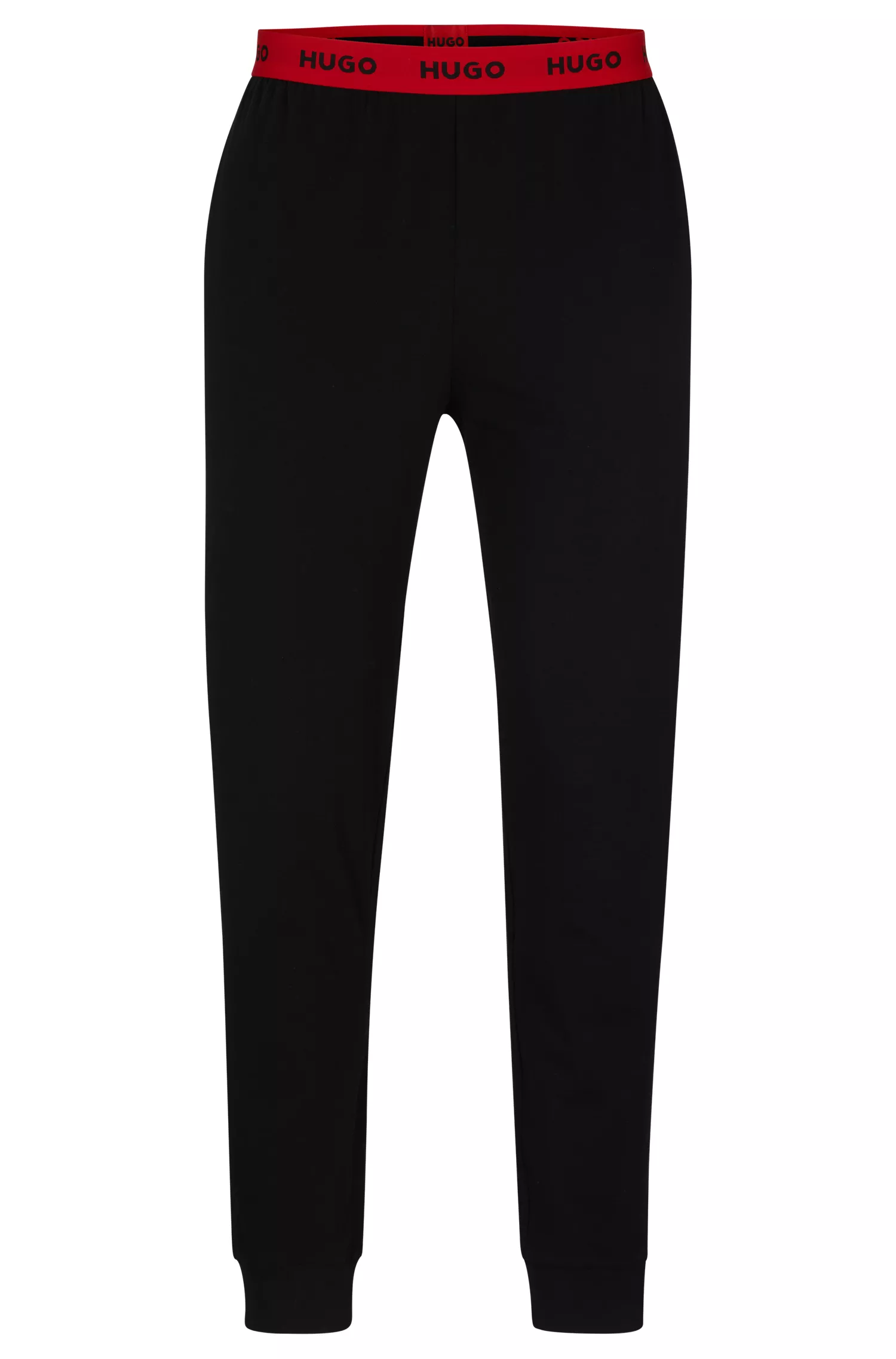 Calça de pijama HUGO vermelha em algodão elástico com cós com logotipo.