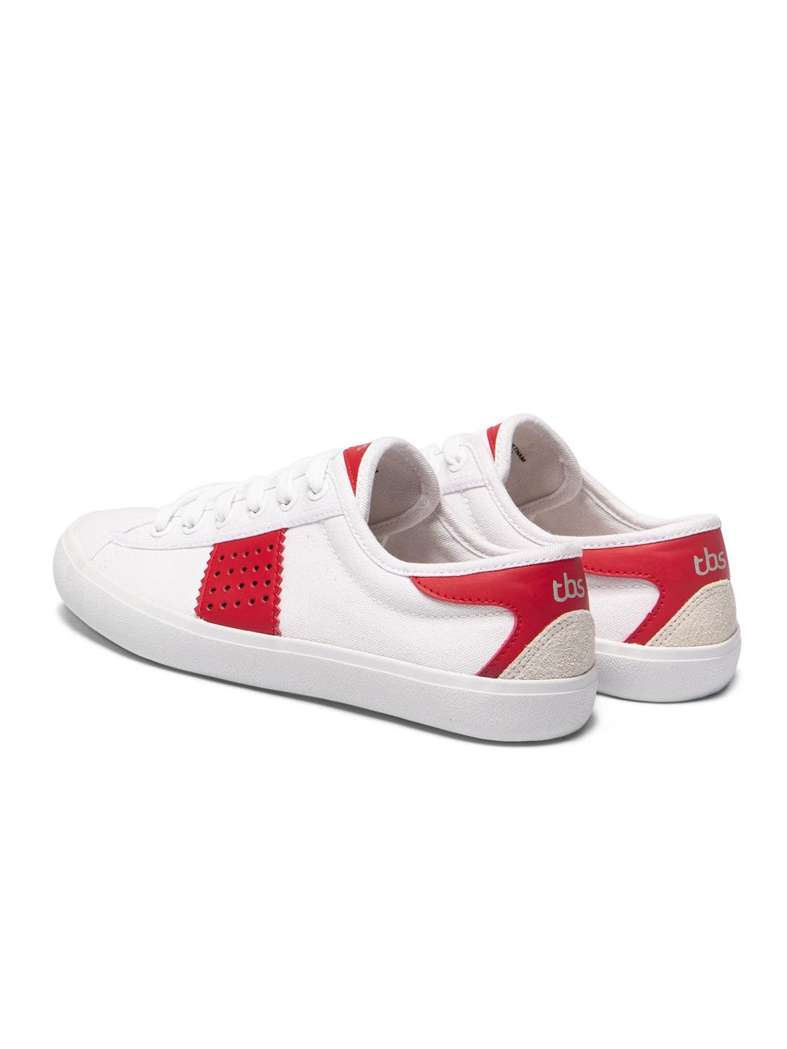 Tennis Femme Confort En Toile Blanche & Rouge