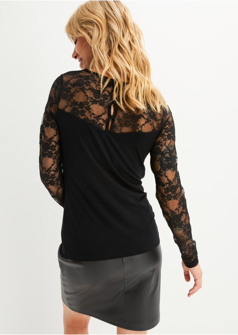 T-shirt manches longues à dentelle