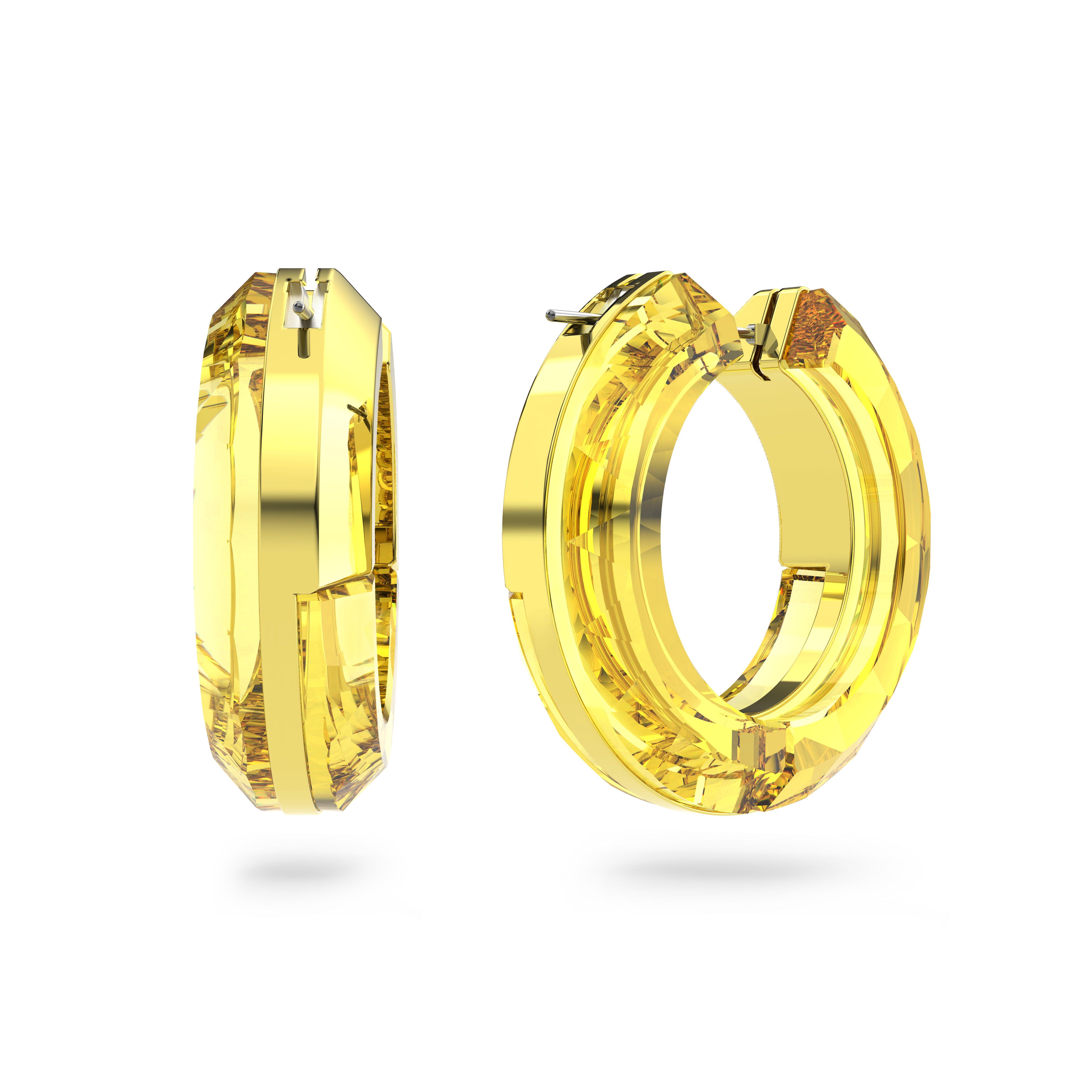 Swarovski Lucent hoop earrings, Statement, Round shape, Yellow