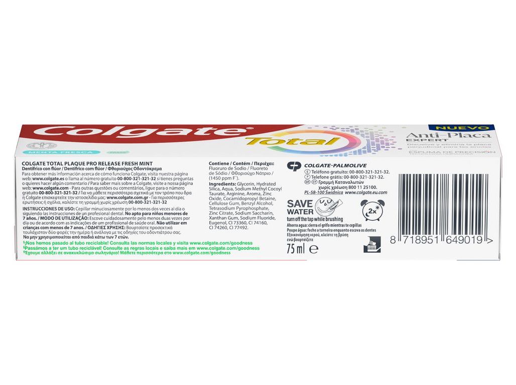 PASTA DENTÍFRICA COLGATE TOTAL PLAQUE FRESH 75ML