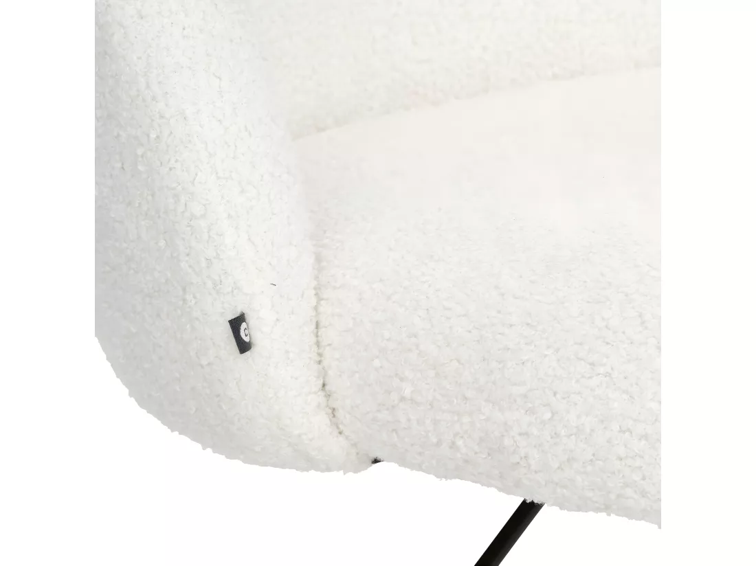 Chaise de bureau tissu Blanc à bouclettes et pieds en métal