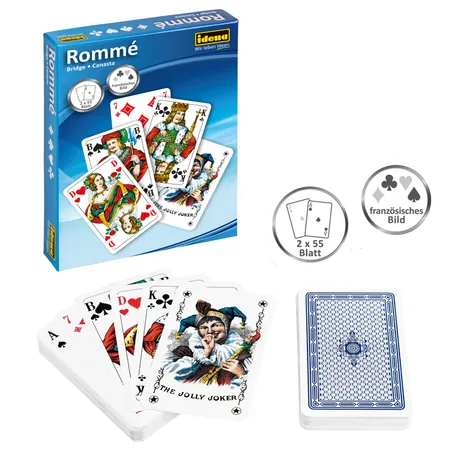 Idena Kartenspiel Rommé, 2 x 55 Blatt, französisches Bild